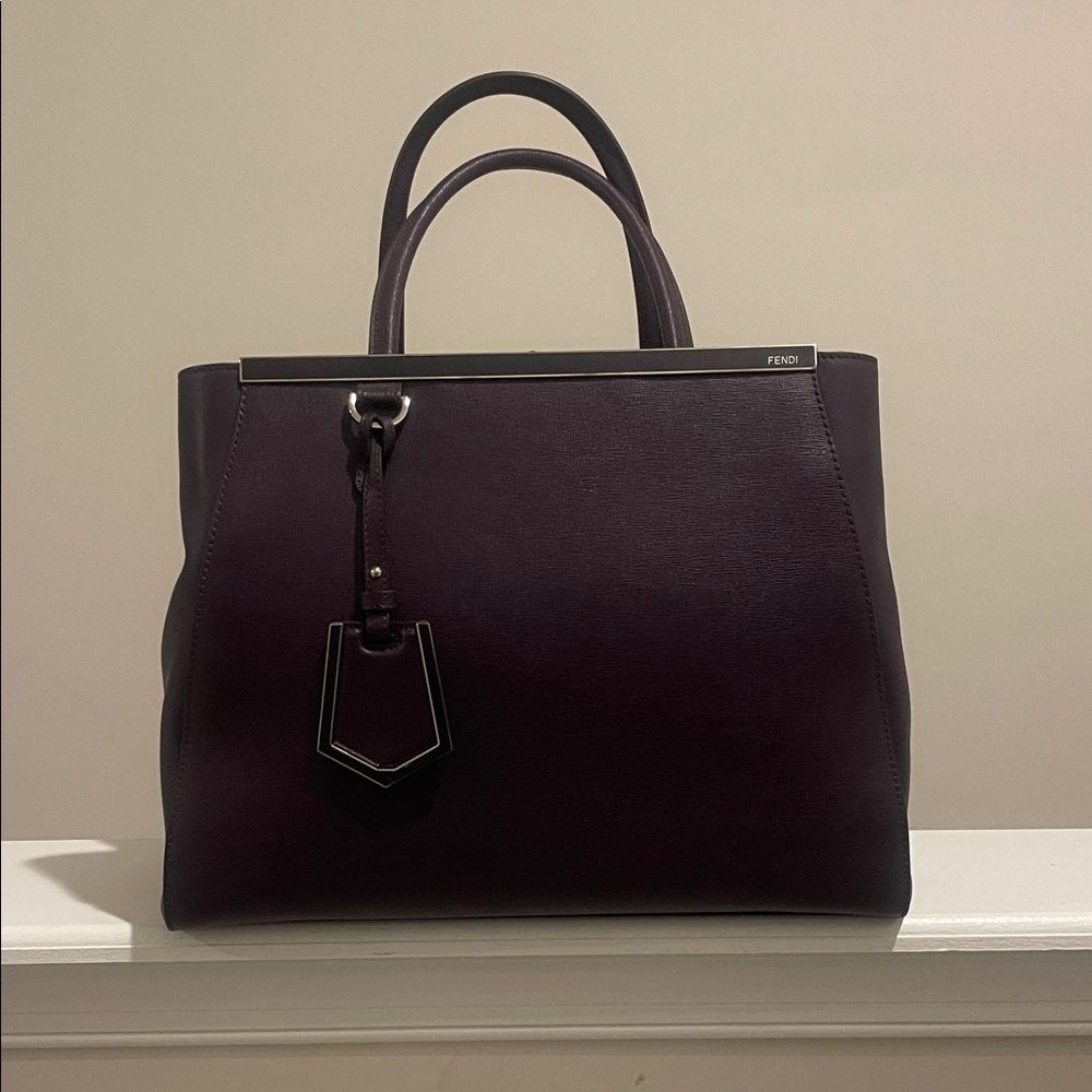 Fendi 2 Jours Deep Plum Leather Satchel with Top Handles